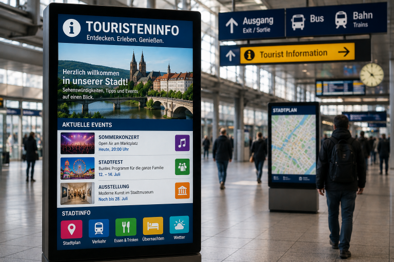 Digitale Touristeninformationen und Eventhinweise mit DSSHOW auf öffentlichen Displays